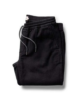 folded flatlay of The Apres Pant in Black Indigo Sashiko, Bottoms by Taylor Stitch