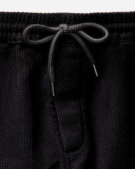 material shot of the waistband on The Apres Pant in Black Indigo Sashiko, Bottoms by Taylor Stitch