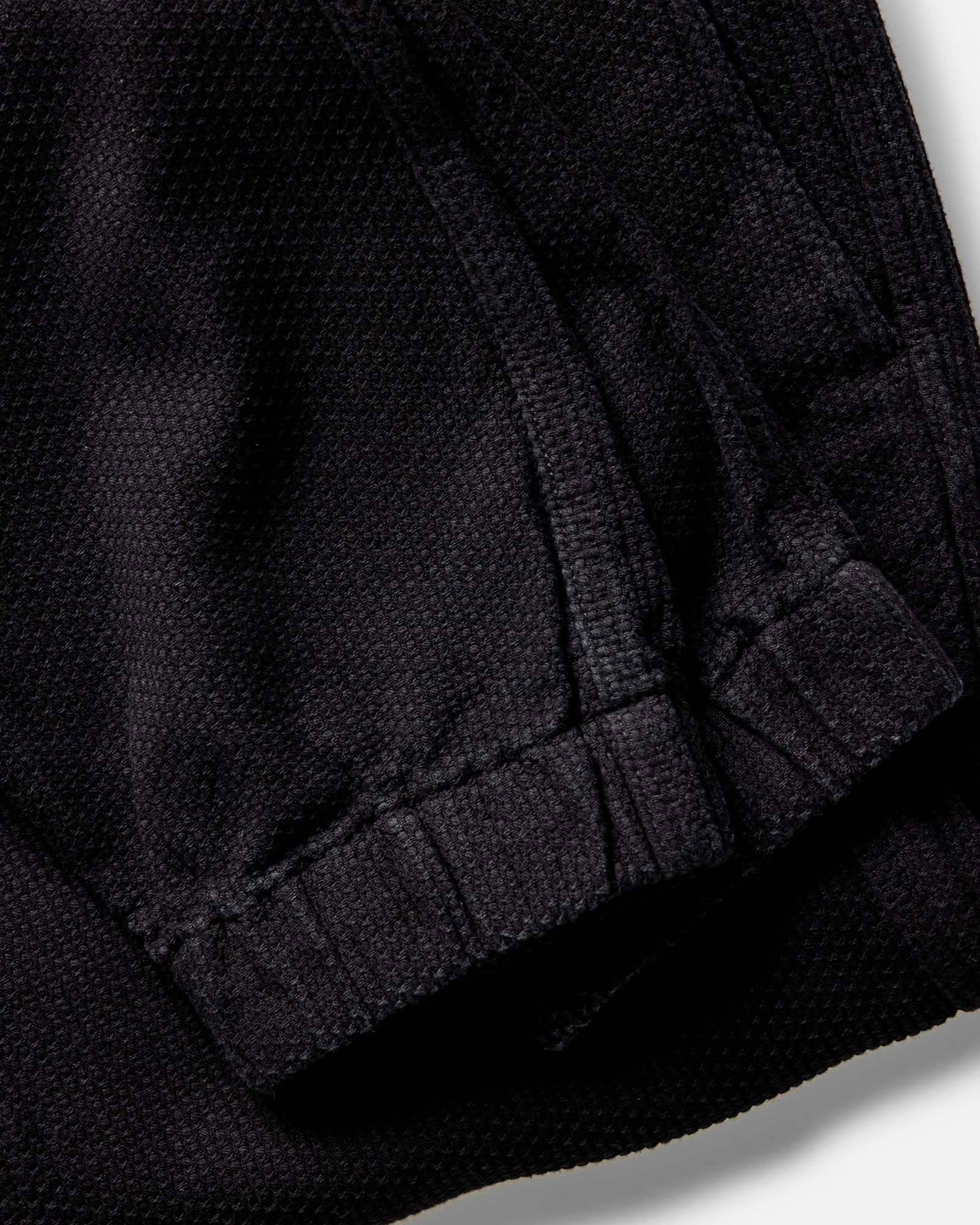 material shot of the cuff on The Apres Pant in Black Indigo Sashiko, Bottoms by Taylor Stitch