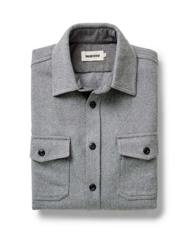 folded flatlay of The CPO Shirt in Heather Ash Twill, Wovens by Taylor Stitch