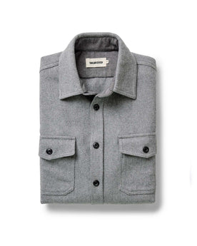 folded flatlay of The CPO Shirt in Heather Ash Twill, Wovens by Taylor Stitch