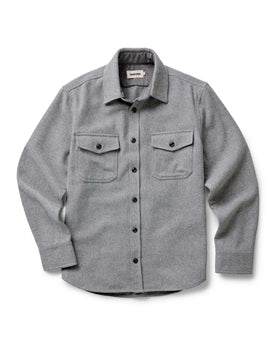 flatlay of The CPO Shirt in Heather Ash Twill, Wovens by Taylor Stitch