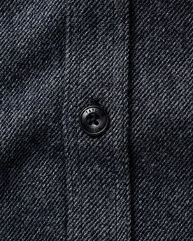 material shot of the buttons on The CPO Shirt in Heather Slate Twill, Wovens by Taylor Stitch