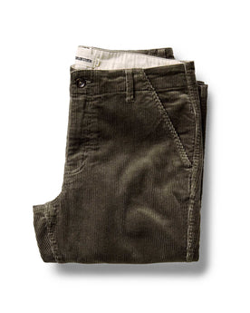 folded flatlay of The Carnegie Pant in Fatigue Olive Corduroy, Bottoms by Taylor Stitch