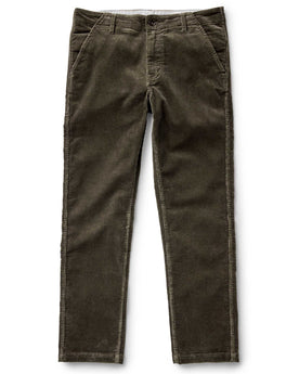 flatlay of The Carnegie Pant in Fatigue Olive Corduroy, Bottoms by Taylor Stitch