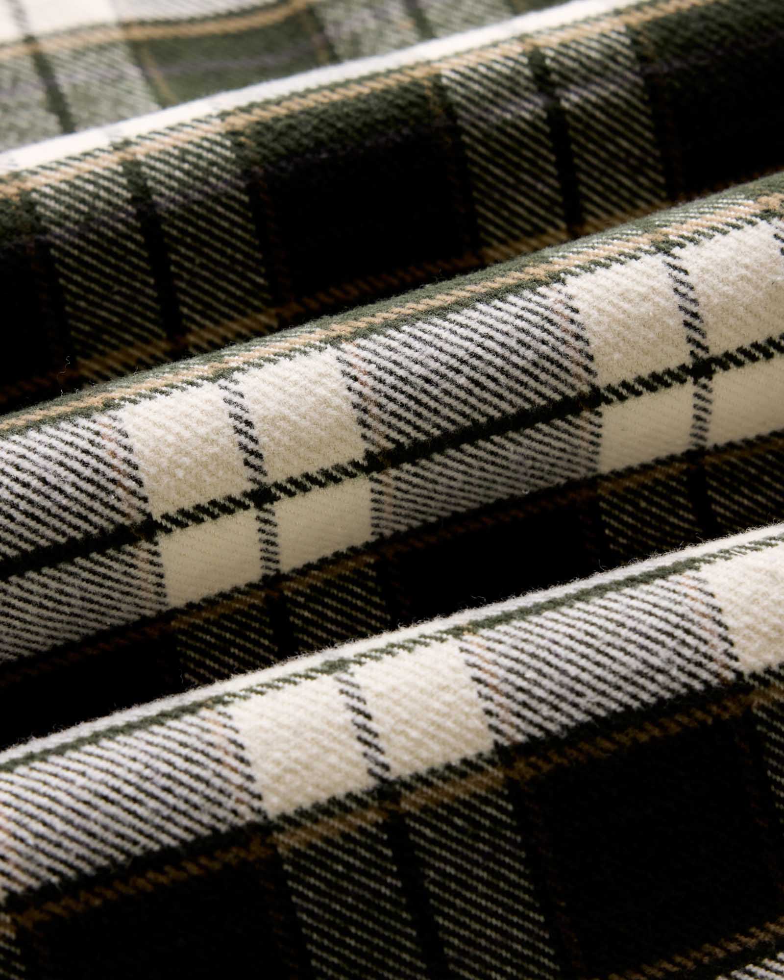 material shot of the fabric on The Crater Shirt in Forest Plaid, Wovens by Taylor Stitch