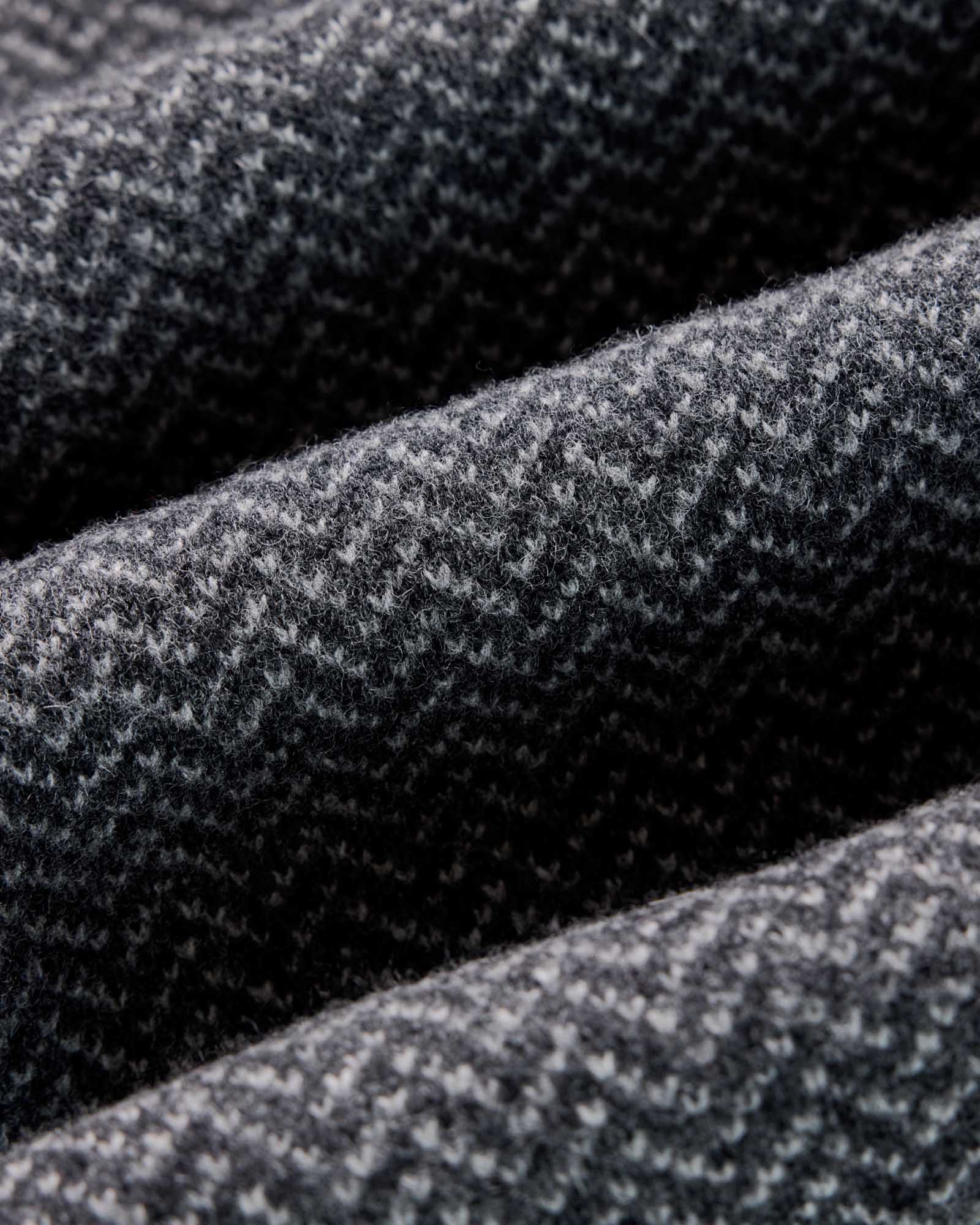material shot of the fabric on The Eddy Cardigan in Heather Charcoal Herringbone, Knits by Taylor Stitch