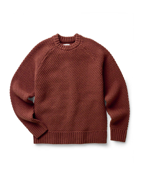 flatlay of The Fisherman Sweater in Heather Brick Merino