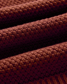 material shot of the fabric on The Fisherman Sweater in Heather Brick Merino, Knits by Taylor Stitch
