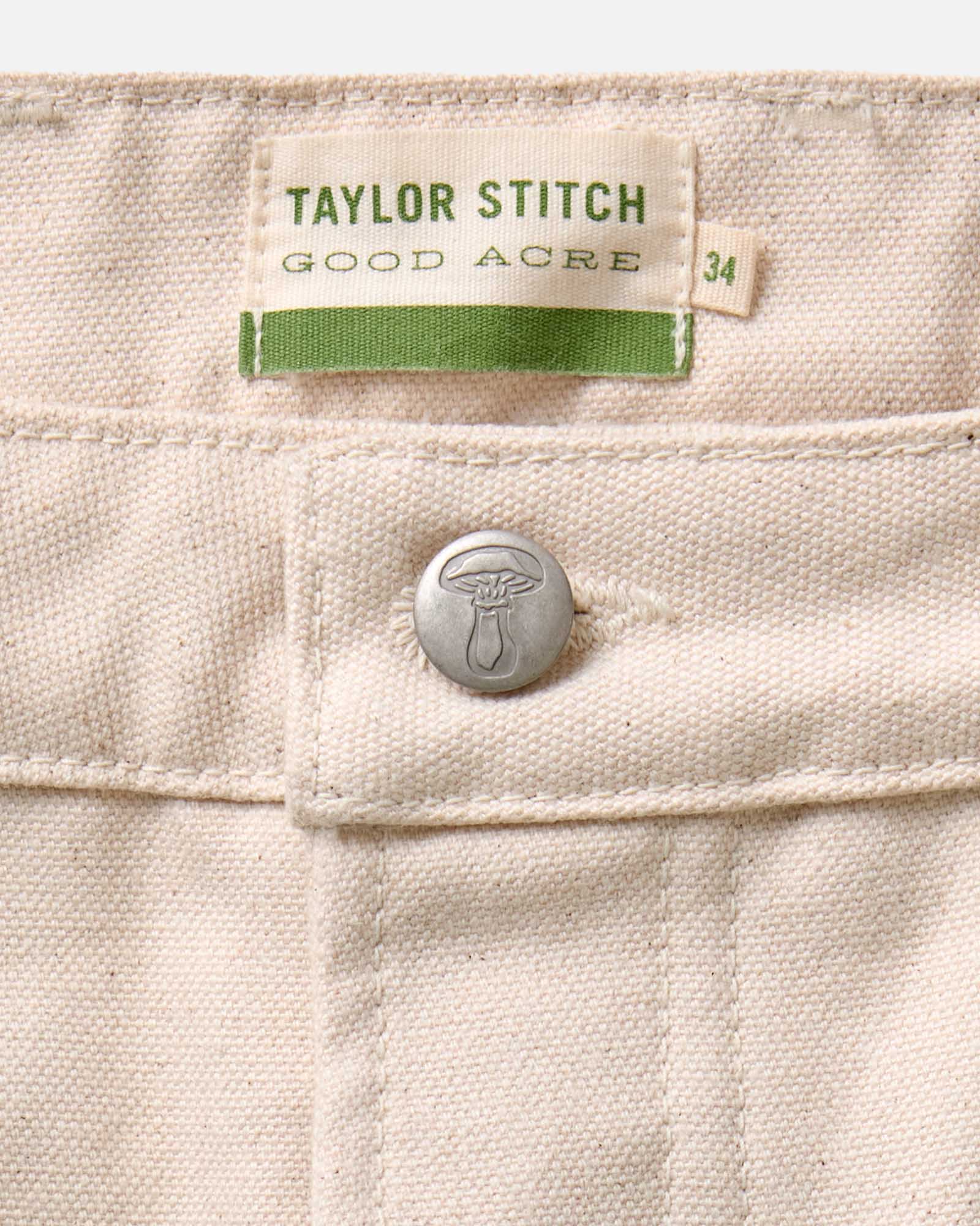 material shot of the wasitband on The Good Acre Chore Pant in Natural Canvas, Bottoms by Taylor Stitch