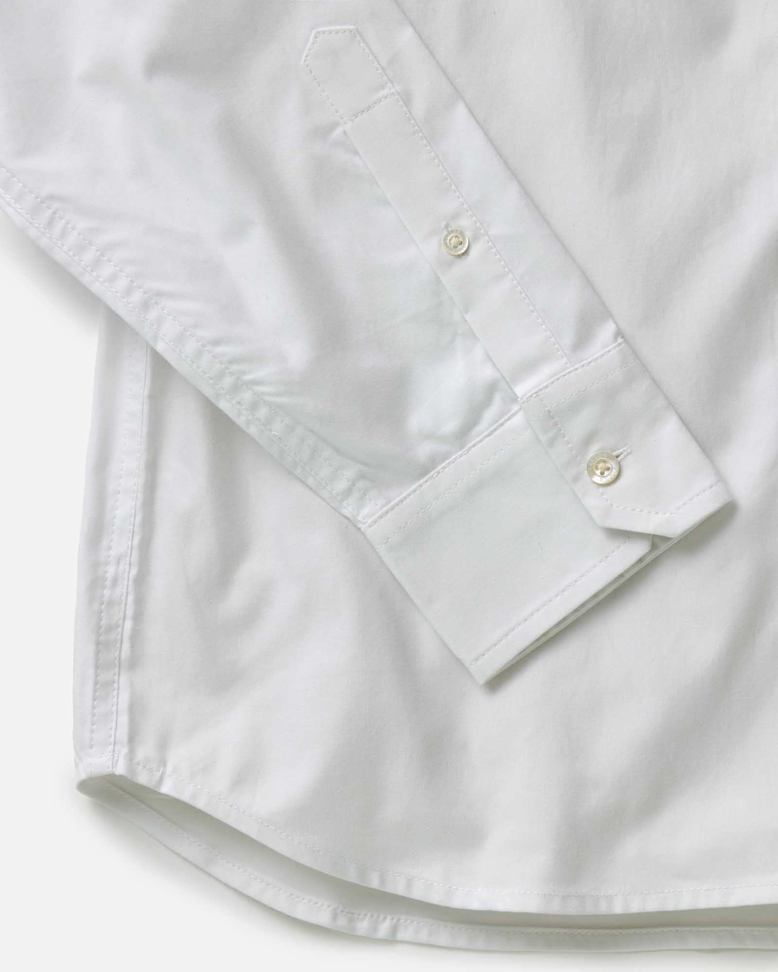 material shot of the cuff on The Hyde Shirt in White Pinpoint Oxford, Wovens by Taylor Stitch