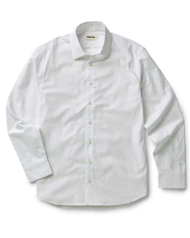 flatlay of The Hyde Shirt in White Pinpoint Oxford, Wovens by Taylor Stitch