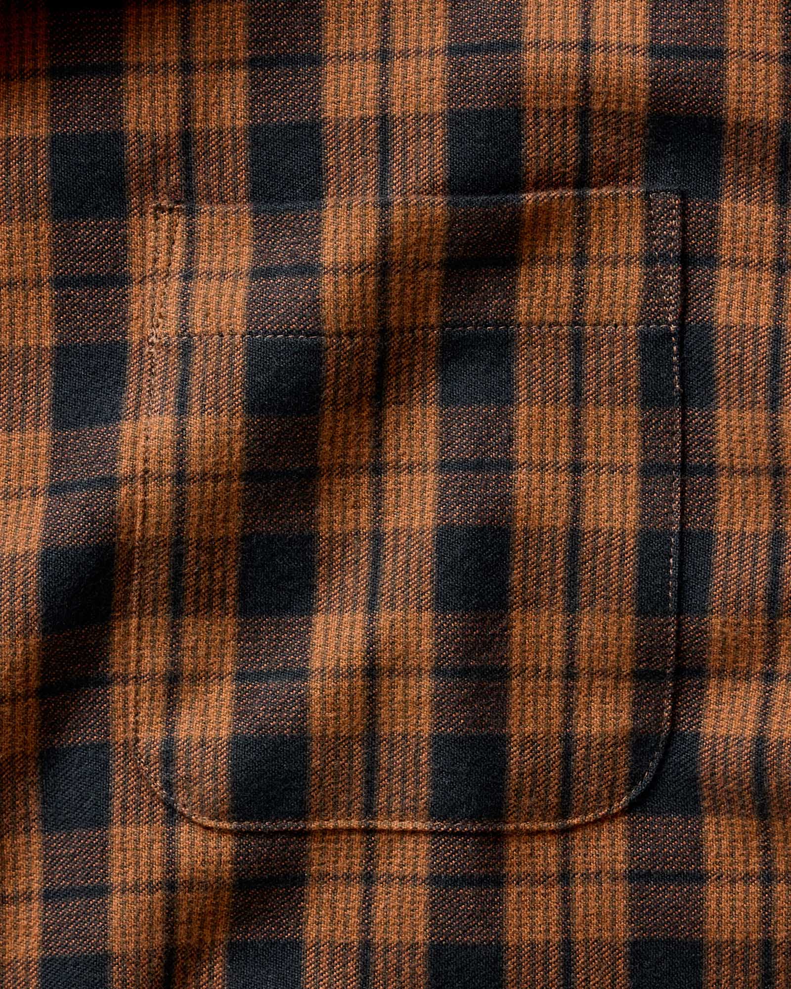 material shot of the pocket on The Jack in Autumn Pine Plaid Flannel, Wovens by Taylor Stitch