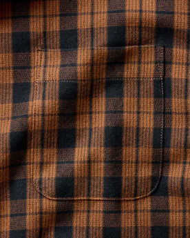 material shot of the pocket on The Jack in Autumn Pine Plaid Flannel, Wovens by Taylor Stitch