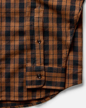 material shot of the sleeves on The Jack in Autumn Pine Plaid Flannel, Wovens by Taylor Stitch