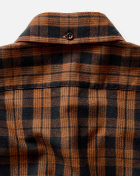 material shot of the back of the collar on The Jack in Autumn Pine Plaid Flannel, Wovens by Taylor Stitch