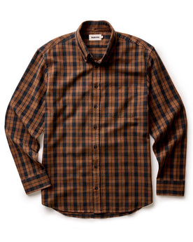 flatlay of The Jack in Autumn Pine Plaid Flannel, Wovens by Taylor Stitch