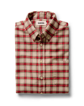 folded flatlay of The Jack in Cardinal Plaid Flannel, Wovens by Taylor Stitch