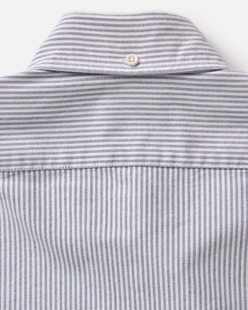 material shot of the back collar on The Jack in Navy University Stripe Everyday Oxford, Wovens by Taylor Stitch