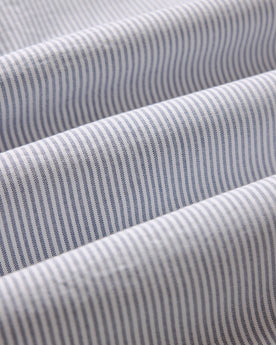 material shot of the fabric on The Jack in Navy University Stripe Everyday Oxford, Wovens by Taylor Stitch