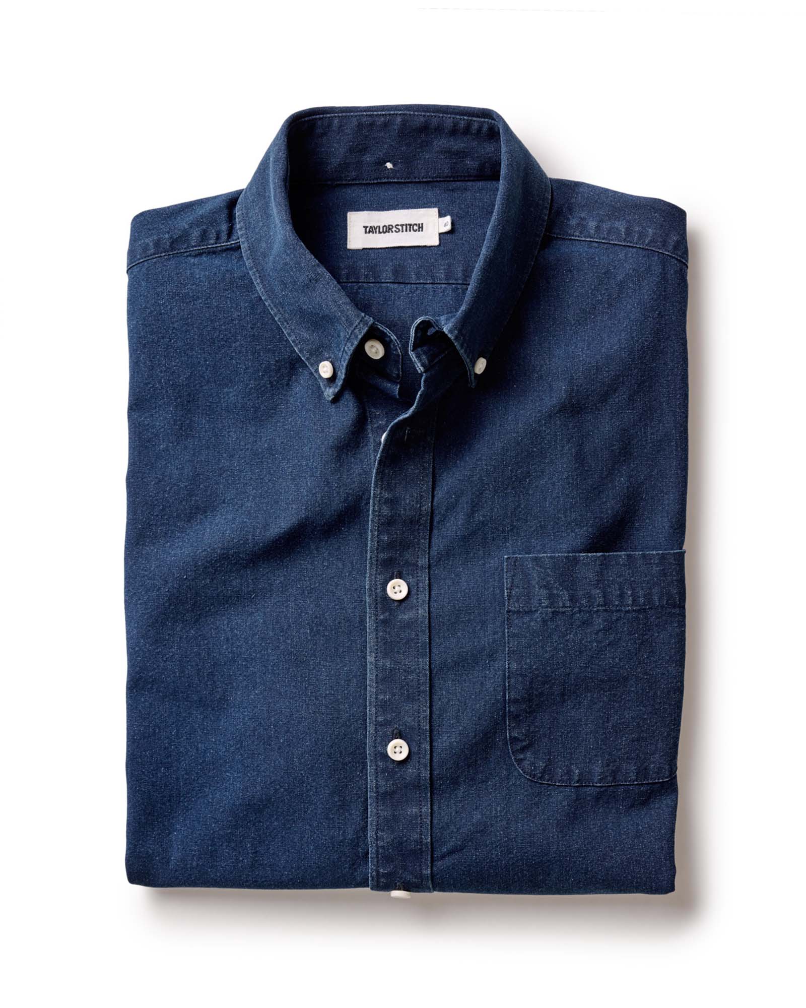 flatlay of The Jack in Indigo Oxford, Wovens by Taylor Stitch