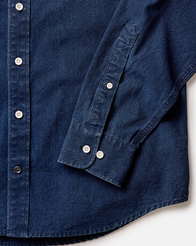 flatlay of The Jack in Indigo Oxford, in full, Wovens by Taylor Stitch