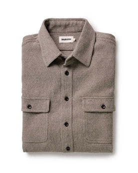 folded flatlay of The Ledge Shirt in Army Linen Tweed, Wovens by Taylor Stitch