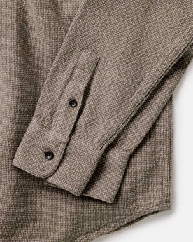 material shot of the cuffs on The Ledge Shirt in Army Linen Tweed, Wovens by Taylor Stitch