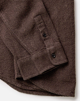 material shot of the cuff on The Ledge Shirt in Black Coffee Linen Tweed, Wovens by Taylor Stitch