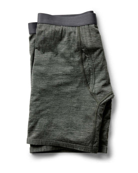 folded flatlay of The Merino Boxer in Heather Army, Accessories by Taylor Stitch