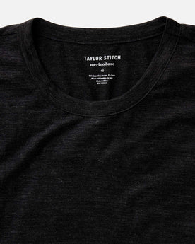 material shot of the collr on The Merino Long Sleeve Tee in Heather Black, Knits by Taylor Stitch