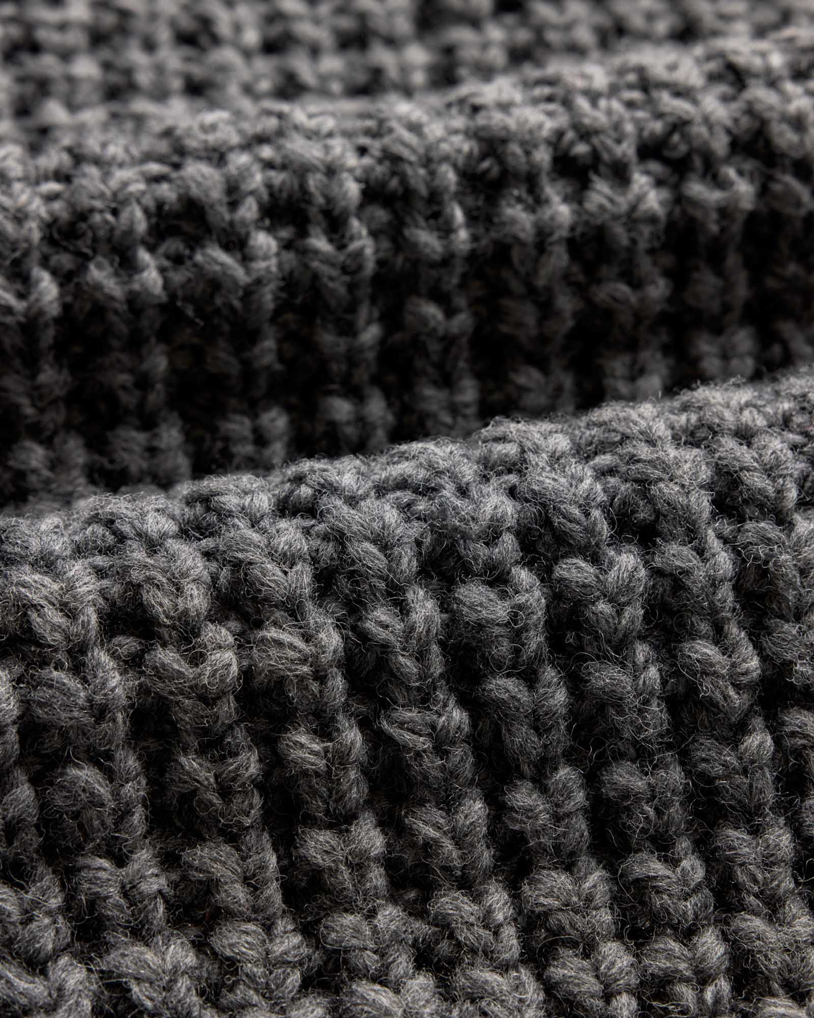 material shot of the fabric on The Seawall Hand-Knit Sweater in Heather Graphite, Knits by Taylor Stitch