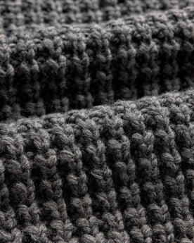 material shot of the fabric on The Seawall Hand-Knit Sweater in Heather Graphite, Knits by Taylor Stitch