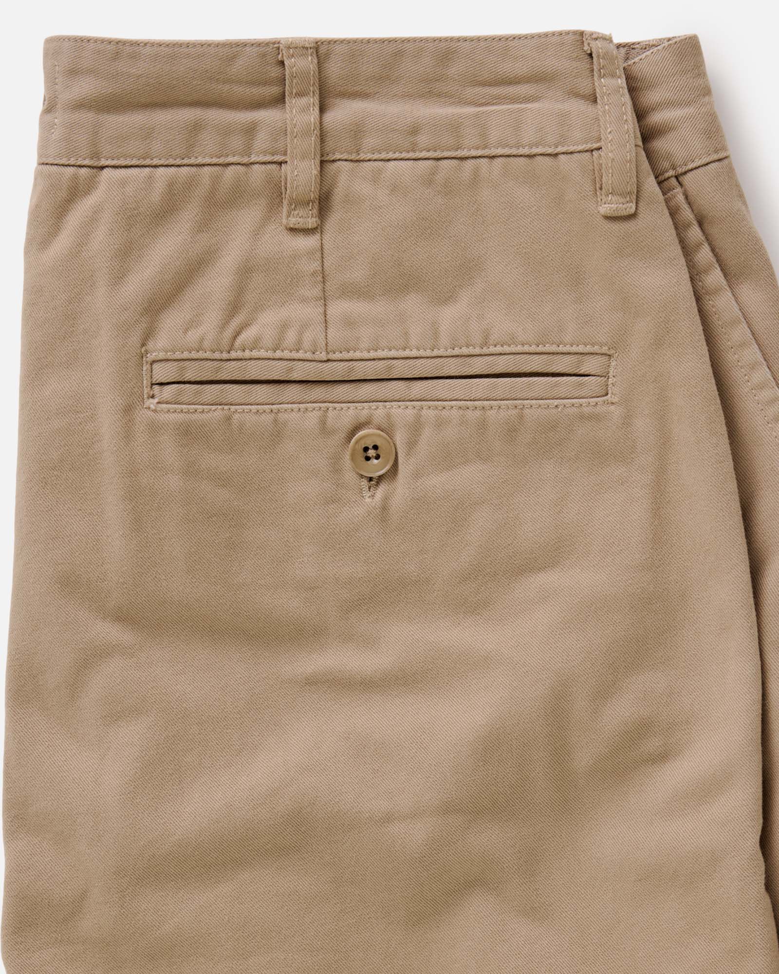 material shot of the waistband on The Slim Foundation Pant in Organic Khaki, Bottoms by Taylor Stitch