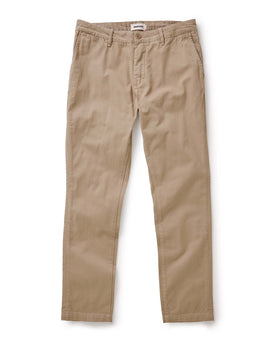 material shot of the back button-through pockets on The Slim Foundation Pant in Organic Khaki, Bottoms by Taylor Stitch