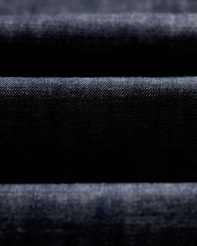 material shot of the waistband on The Slim Jean in Rigid Organic Selvedge, Bottoms by Taylor Stitch