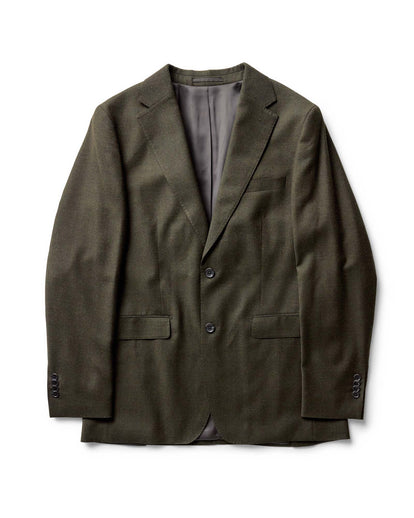 flatlay of The Stevens Sportcoat in Black Olive Wool Flannel