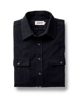 folded flatlay of The Yosemite Shirt in Coal, Wovens by Taylor Stitch
