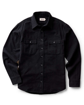 flatlay of The Yosemite Shirt in Coal, Wovens by Taylor Stitch