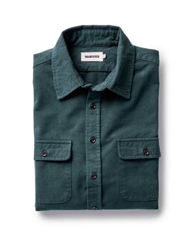 folded flatlay of The Yosemite Shirt in Dark Forest, Wovens by Taylor Stitch