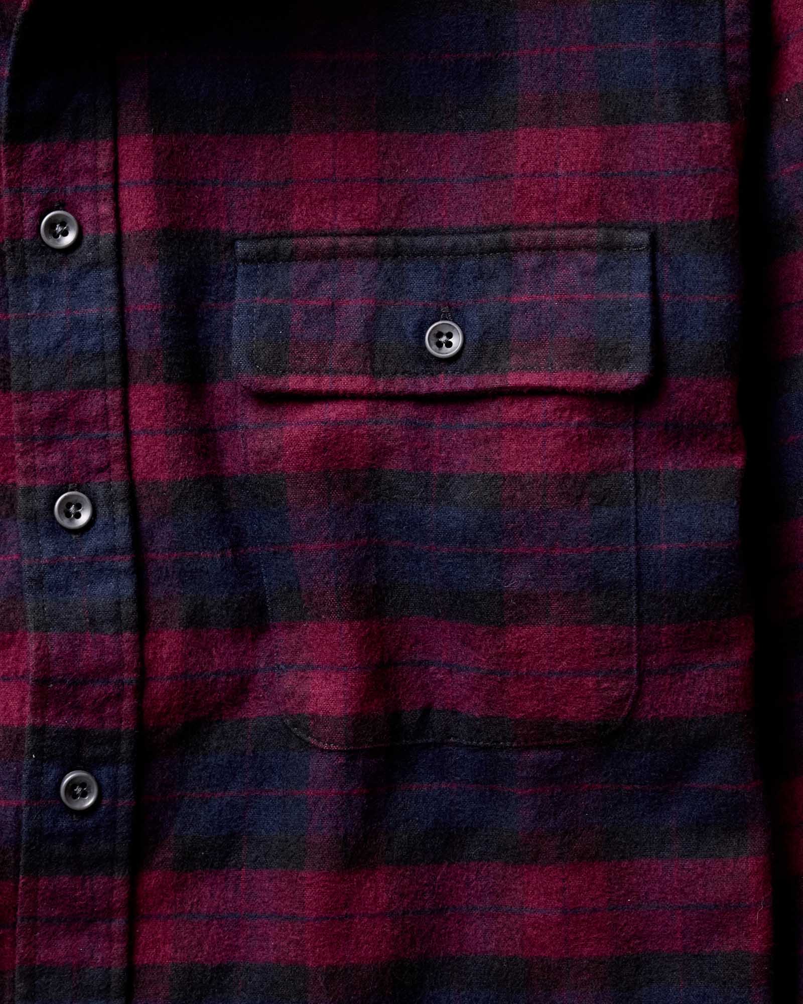 material shot of the pocket on The Yosemite Shirt in Port Plaid, Wovens by Taylor Stitch