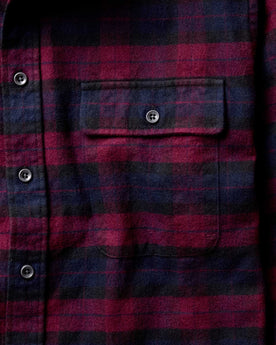 material shot of the pocket on The Yosemite Shirt in Port Plaid, Wovens by Taylor Stitch