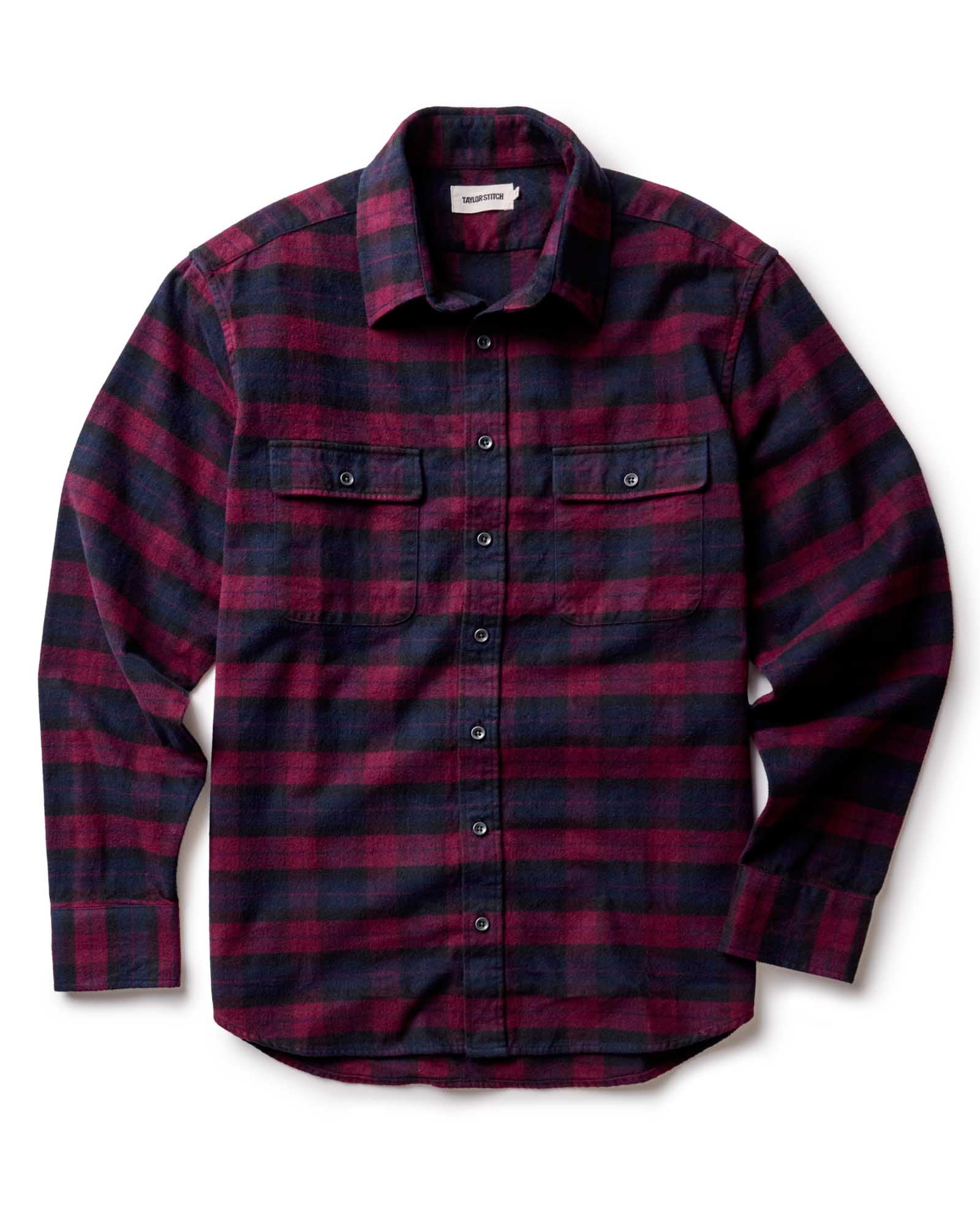 flatlay of The Yosemite Shirt in Port Plaid, Wovens by Taylor Stitch