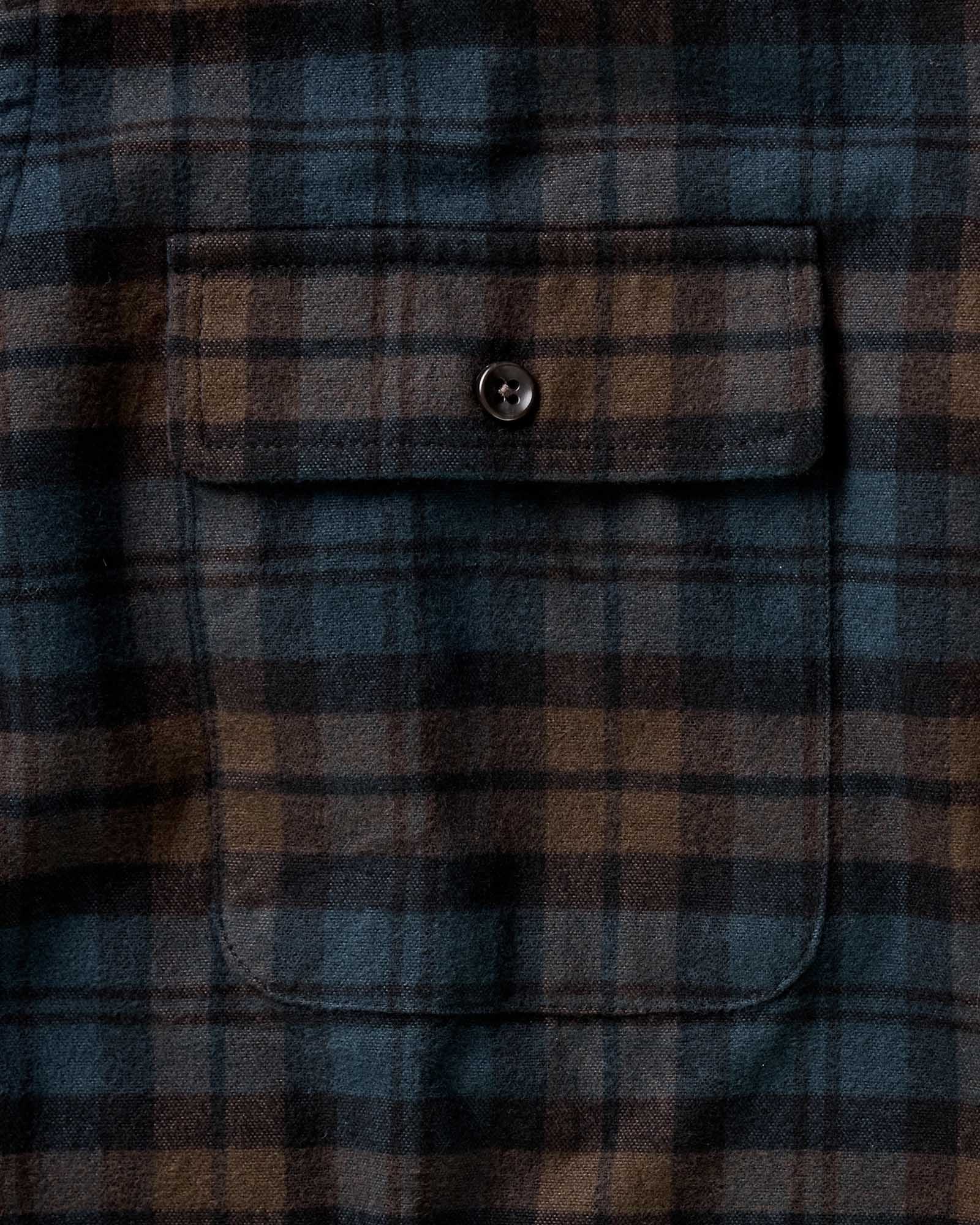 material shot of the pocket on The Yosemite Shirt in Wetlands Plaid, Wovens by Taylor Stitch