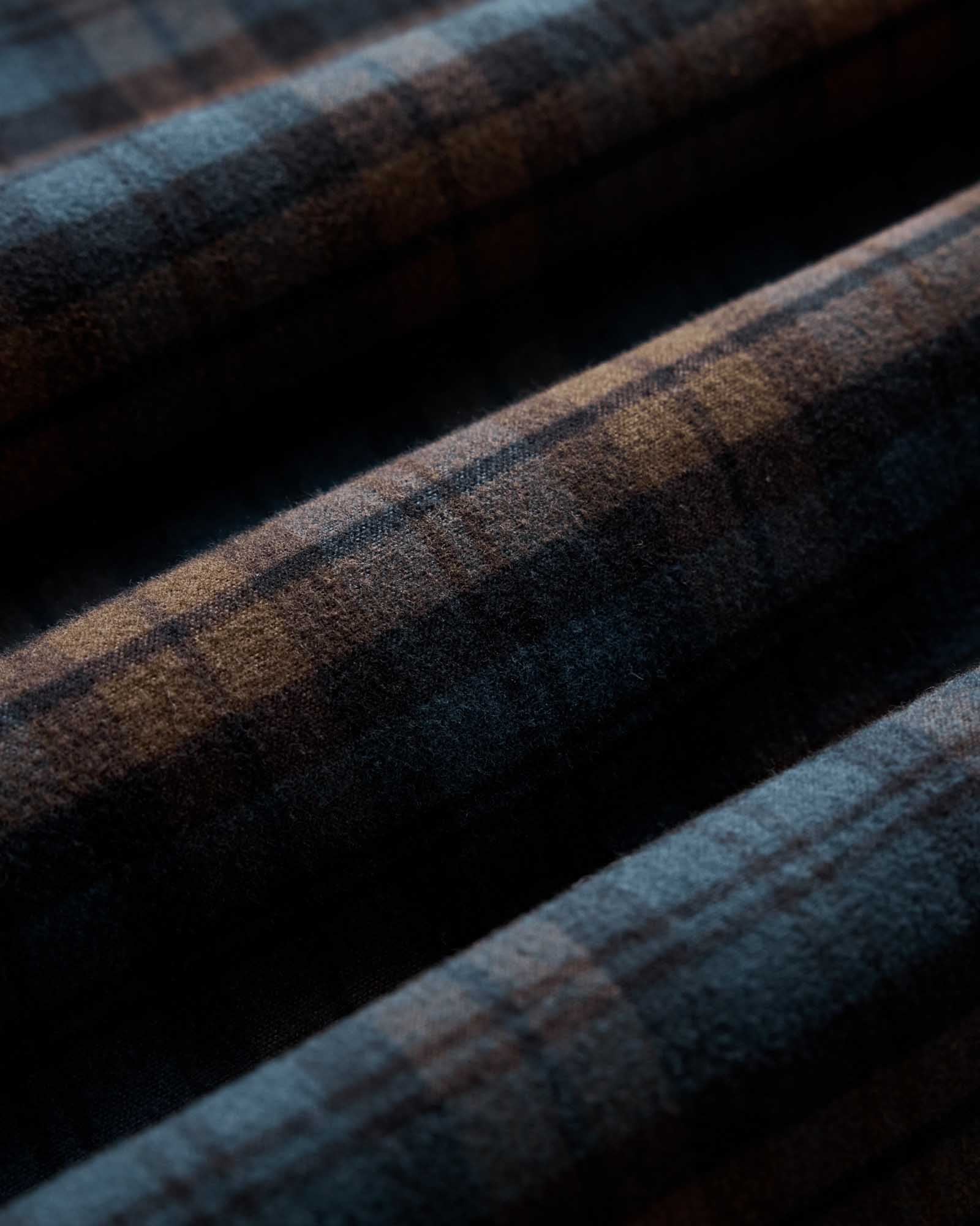 material shot of the fabric on The Yosemite Shirt in Wetlands Plaid, Wovens by Taylor Stitch
