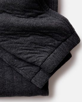 material shot of the cuffs on The Apres Pant in Heather Coal Quilted Jersey, Bottoms by Taylor Stitch