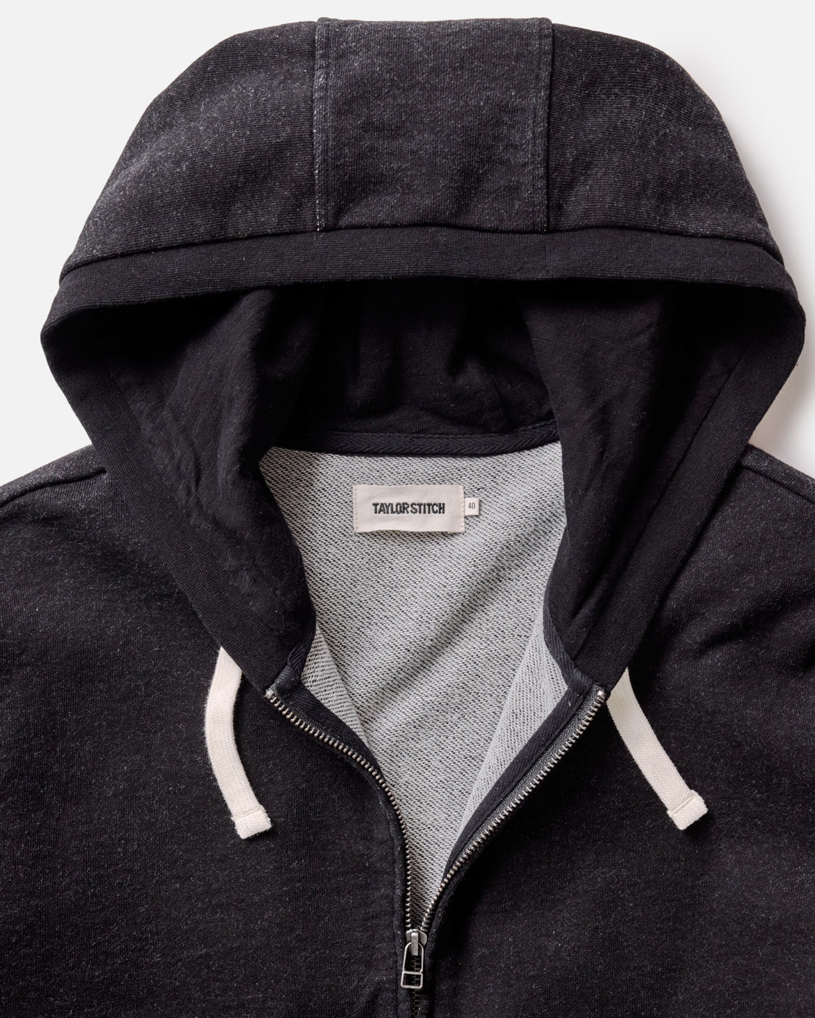 material shot of the hoodie wearing The Apres Zip Hoodie in Black Indigo Terry, Knits by Taylor Stitch