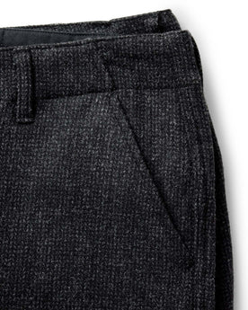 material shot of the zipper fly on The Carnegie Pant in Heather Charcoal Wool, Bottoms by Taylor Stitch