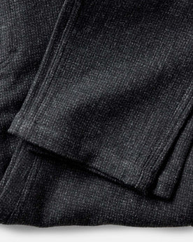 editorial image of the hem on The Carnegie Pant in Heather Charcoal Wool, Bottoms by Taylor Stitch