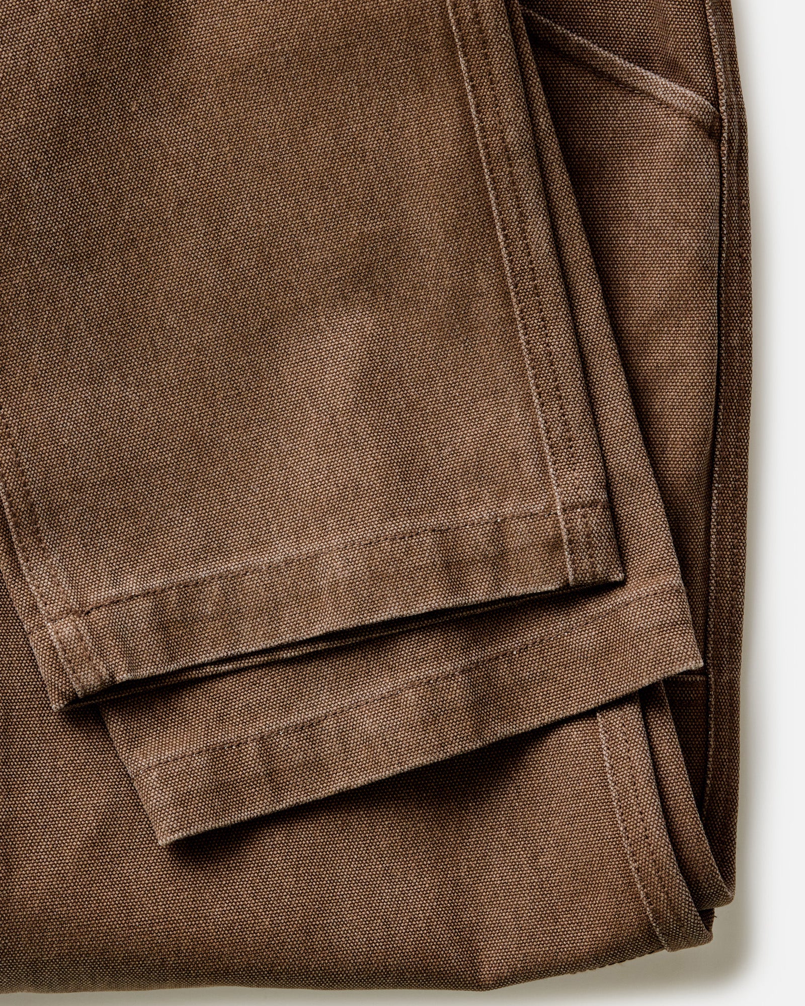 material shot of the cuff on The Chore Pant in Aged Penny Chipped Canvas, Bottoms by Taylor Stitch